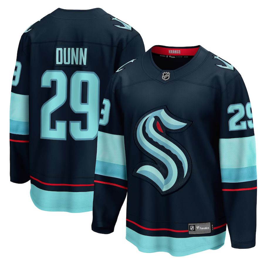 Men Seattle Kraken #29 Vince Dunn Fanatics Branded Deep Sea Blue Home Breakaway Player NHL Jersey->more nhl jerseys->NHL Jersey